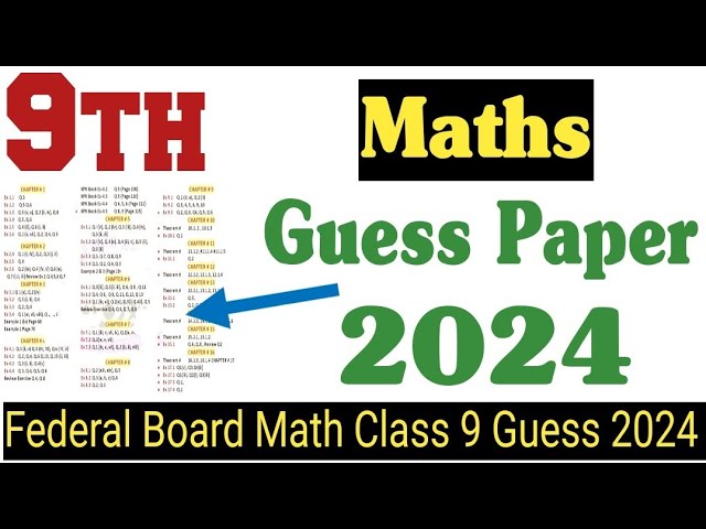 Math Class 9 Important Questions 2024 – Federal Board